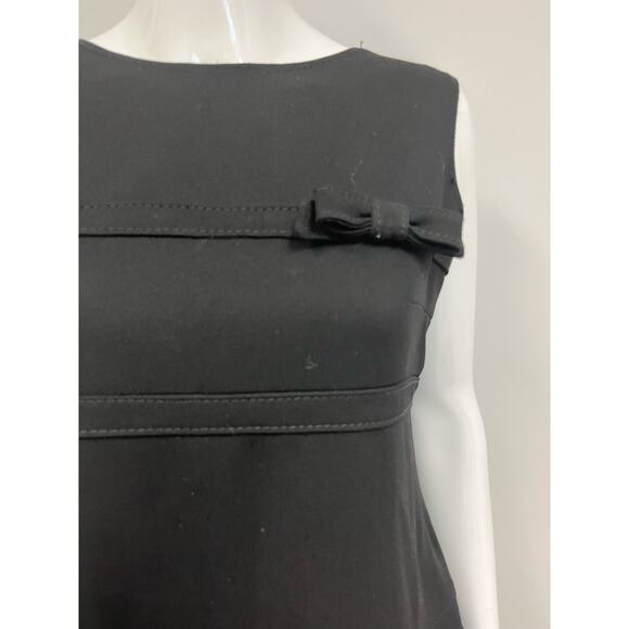 VALENTINO Black 100% Wool Bow Accent Sleeveless A-Line Knee Length Dress 12 - Picture 3 of 5